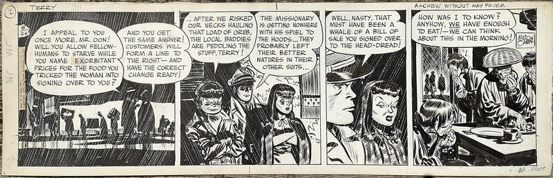 Milton Caniff, TERRY ET LES PIRATES - Un strip de 1946 - Planche originale