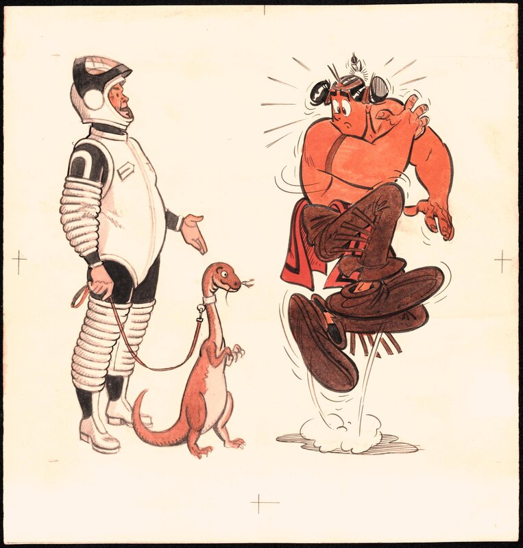 Edgar Pierre Jacobs, Albert Uderzo, Illustration pour Tintin no. 50 1960 - Planche originale