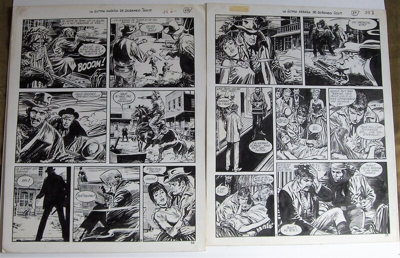 Jesús Blasco, Los GUERILLEROS double page dramatique - John Ford n'est pas loin ! - Planche originale