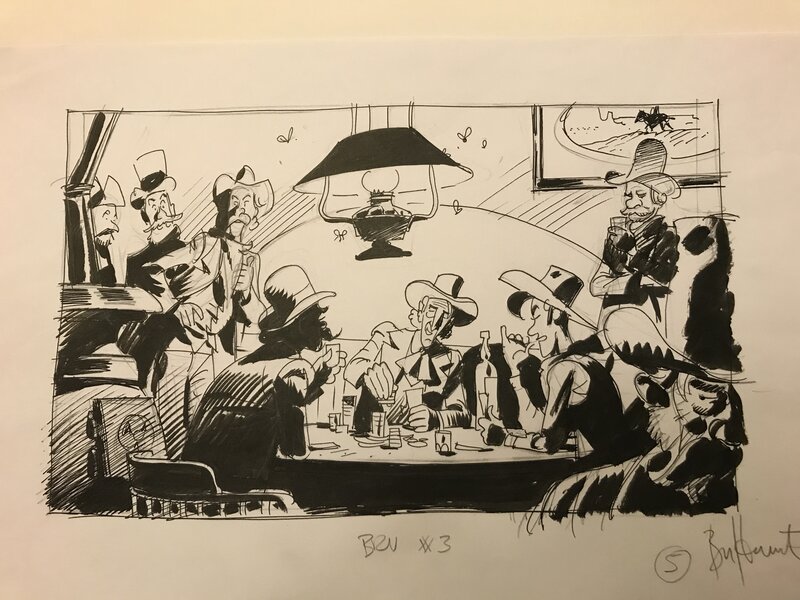 Matthieu Bonhomme, Lucky luke : la partie de poker - Original Illustration