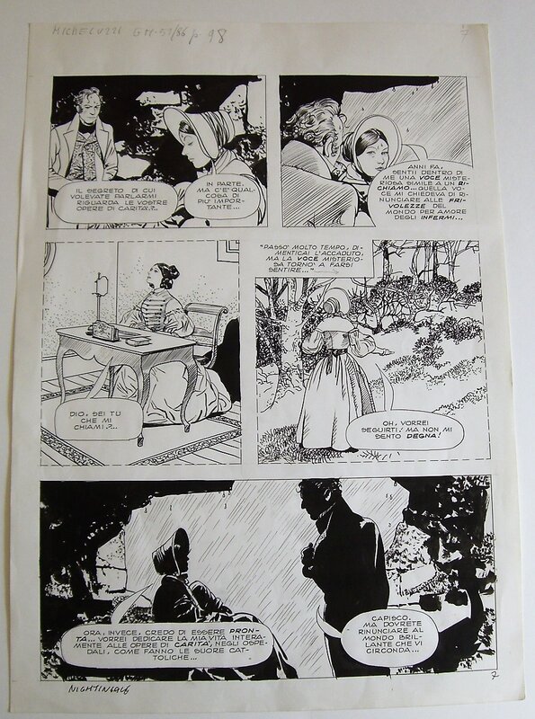 Attilio Micheluzzi, Page 7 d'une histoire romantique sur une pionnière des soins infirmiers . - Planche originale