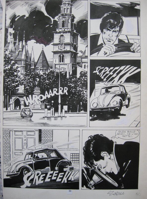 En vente - Gianluigi Coppola, Dylan DOG - N°52 Il marchio Rosso p. 50 - Planche originale