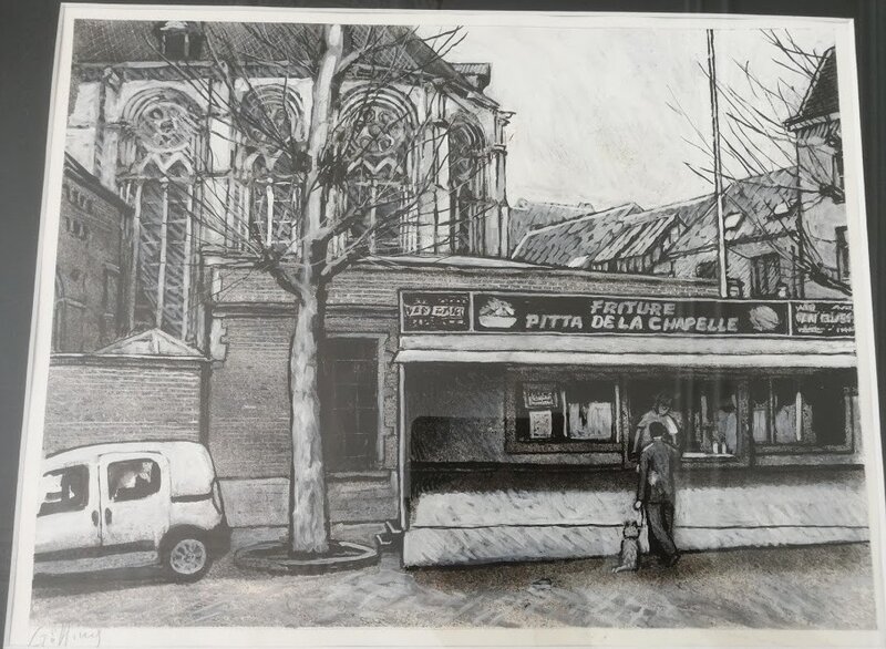 En vente - Jean-Claude Götting, Gotting Friterie de La Chapelle - Illustration originale