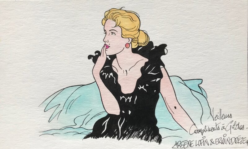 Erwin Drèze, Arsène Lupin - Femme - dessin inédit - Planche originale