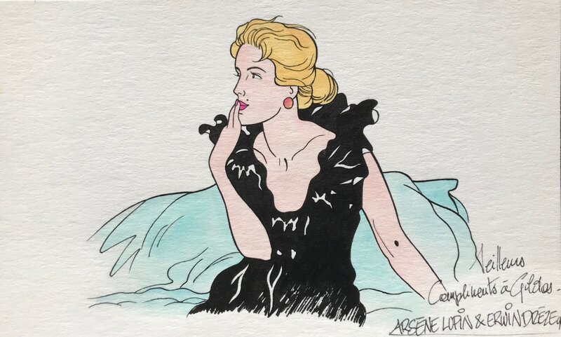 Erwin Drèze, Arsène Lupin - Femme - dessin inédit - Planche originale