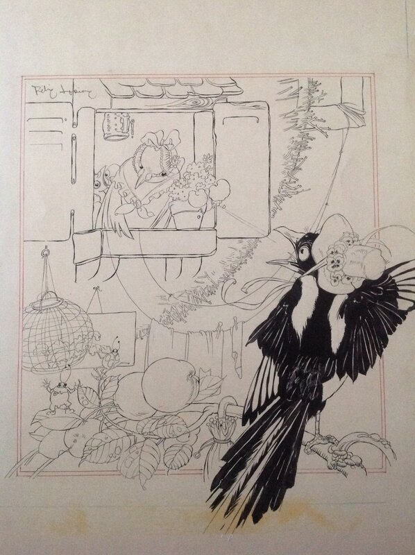 Félix Lorioux La Pie et La Colombe illustration Originale Fable de Florian . Éo Louvre Paris 1926 . - Original Illustration Félix Lorioux La Pie et La Colombe illustration Originale Fable de Florian . Éo Louvre Paris 1926 . - Original Illustration