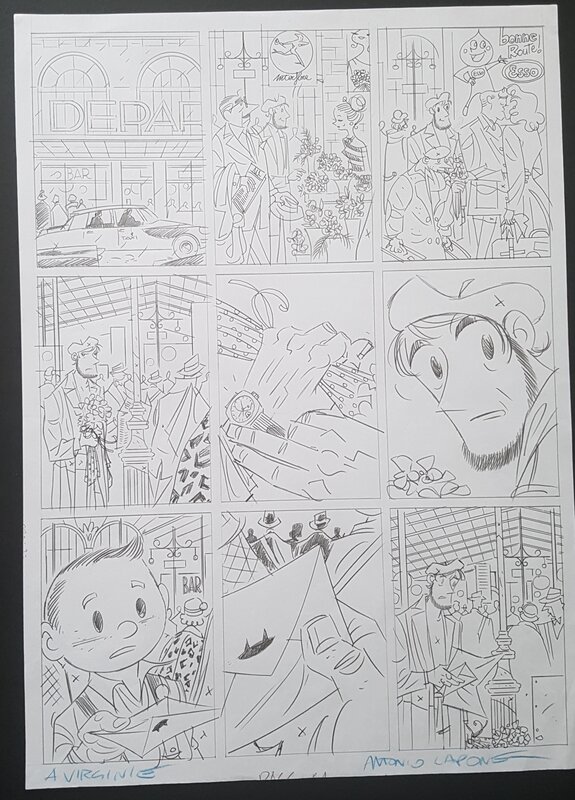 Antonio Lapone, Greenwich Village - planche tome 2 - crayonne - Planche originale