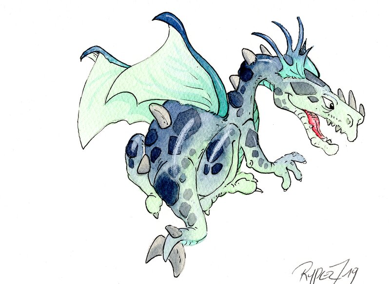 Dragon emeraude by Fabien Rypert - Original Illustration