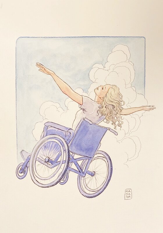 Femme en fauteuil par Milo Manara - Illustration originale
