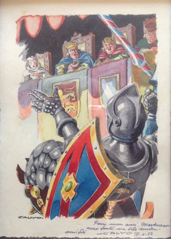 Calvo Robin des Bois , illustration Couleur Directe G.P 1949 + Envoi de Calvo en Juin 1952 . - Illustration originale
