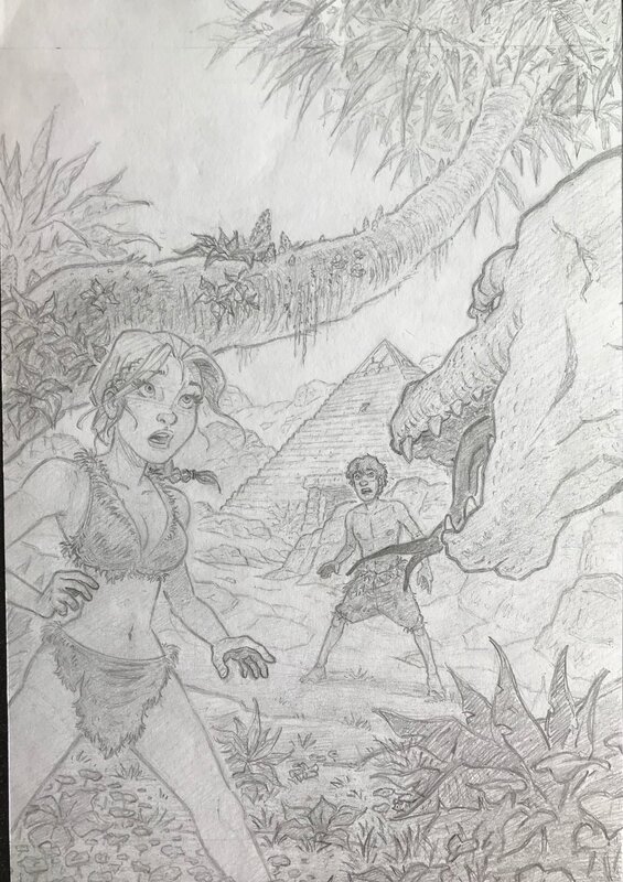Siteb, Les Rescapés d'Eden t2 - crayonné de la couverture - Original art