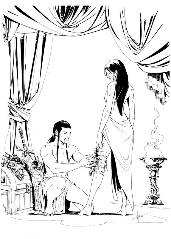 Vax, La geste des chevaliers dragons : tome 13 - Dessin original de Alène et Lancelas - Illustration originale