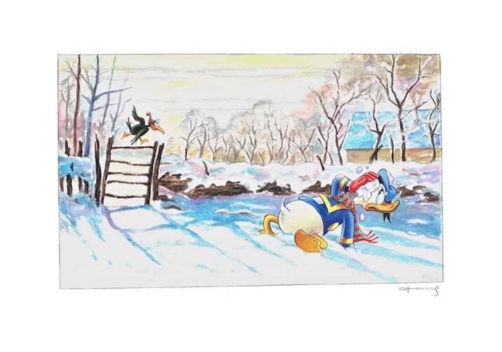 Tony Fernandez, Donald Duck inspiré par Claude Monet - Original Illustration