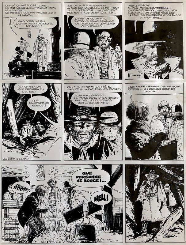En vente - William Vance, Jean Giraud, Blueberry - Les Grandes Gueules - Planche originale