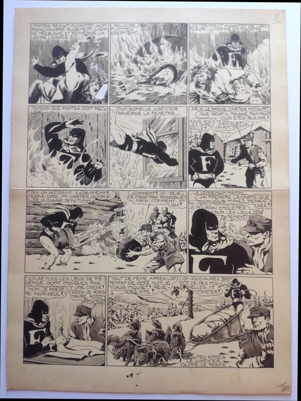 Chott Fantax 27 Planche Originale 5 N&B et Lavis . Éo Pierre Mouchot 1948 . - Comic Strip