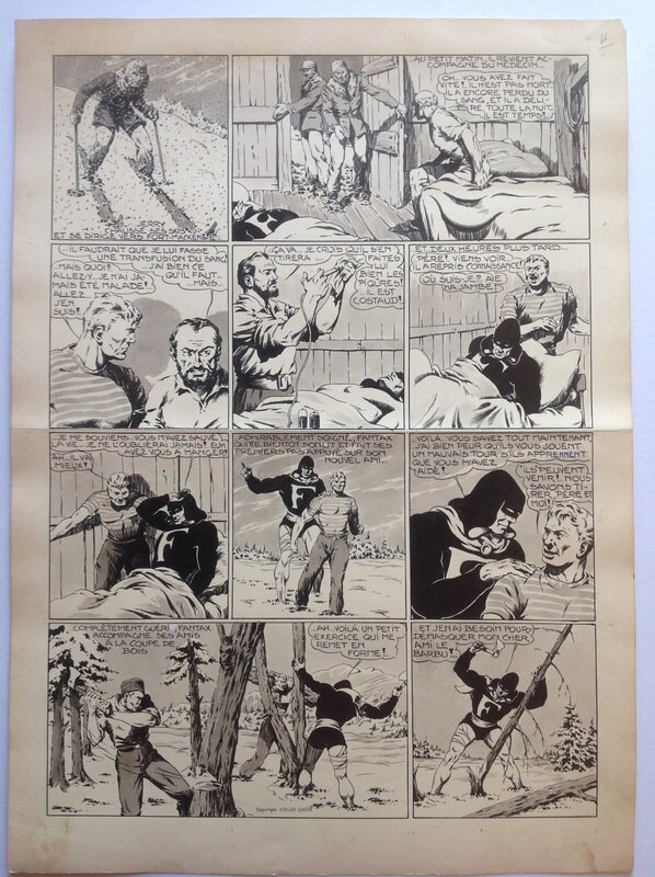 Chott Fantax 28 Planche Originale 4 N&B et Lavis . Éo Pierre Mouchot 1948 . - Comic Strip