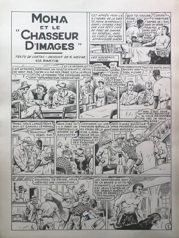 Gaston Niezab, Robert Lortac, Moha et le chasseur d'images pl 1 - Comic Strip