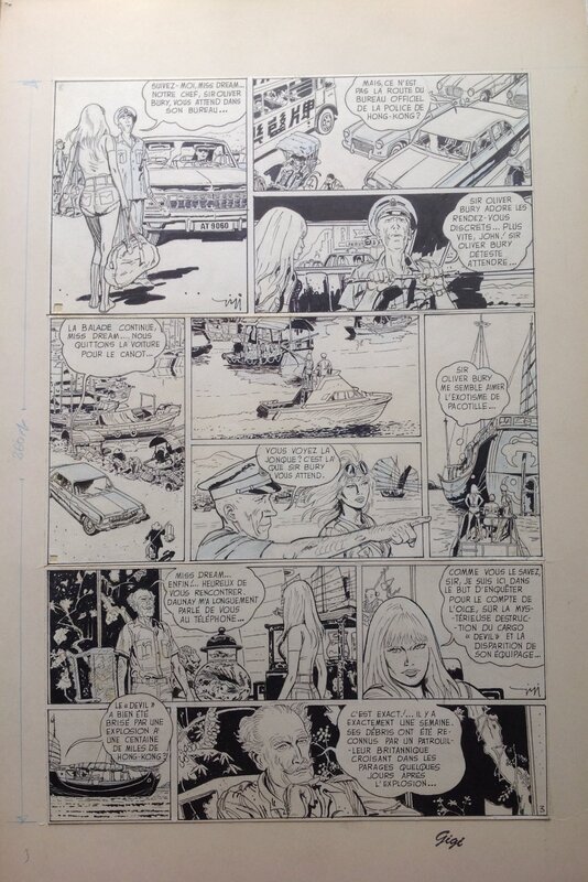 Gigi Scarlett Dream L'inconnu de Hong-Kong Planche Originale 3 - Album BD Scarlett Dream 3 Éo 1979 Dargaud - Planche originale