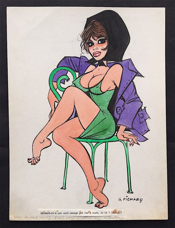 Pin-up sans manteau par Georges Pichard - Illustration originale