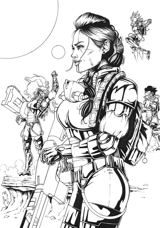 Christophe Le Galliot, Space Girls - Mära - Membre de la Force Militaire Interstellaire - Original Illustration