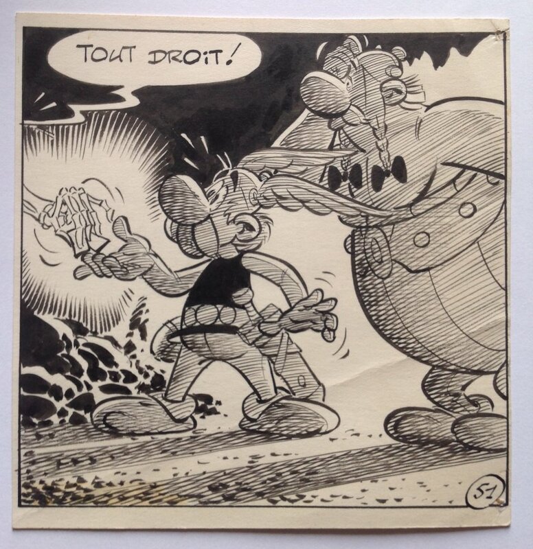 En vente - Uderzo Astérix et Obélix Case Originale inédite Encre de Chine - BD Les 12 Travaux D'Astérix 1976 - Planche originale