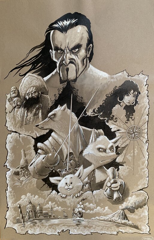 En vente - De Cap et de Crocs par Jean-Luc Masbou - Illustration originale