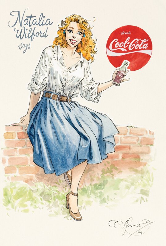 Juanjo Guarnido, Natalia Wilford says... drink Cool Cola (Blacksad) - Original Illustration