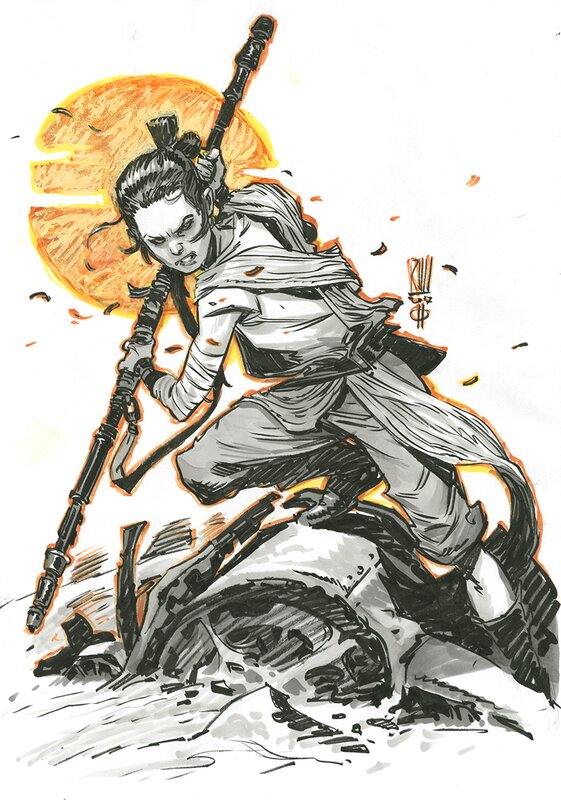 Star Wars Rey by Roberto Ricci - Original Illustration