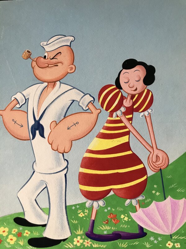 Popeye et Olive par Bud Sagendorf - Illustration originale
