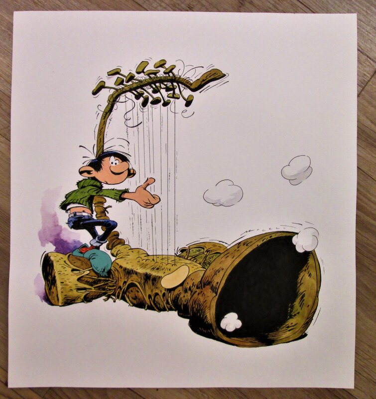 Thomas Frisano, André Franquin, Hommage à Franquin: Gaston et son gaffophone - Original Illustration