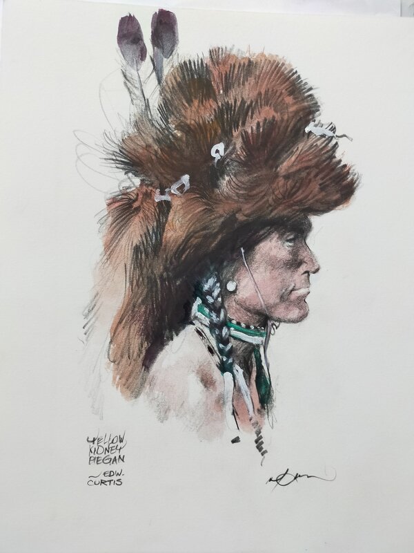 Indien au chapeau par René Follet - Illustration originale