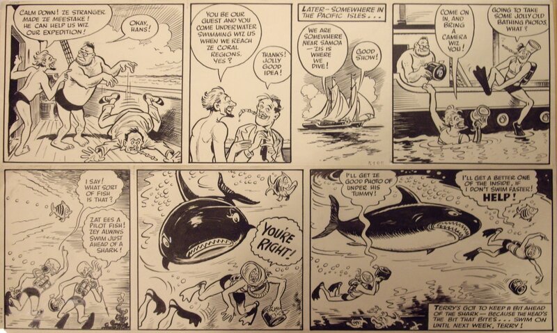 Roy Wilson, Terry Thomas and the shark - Planche originale