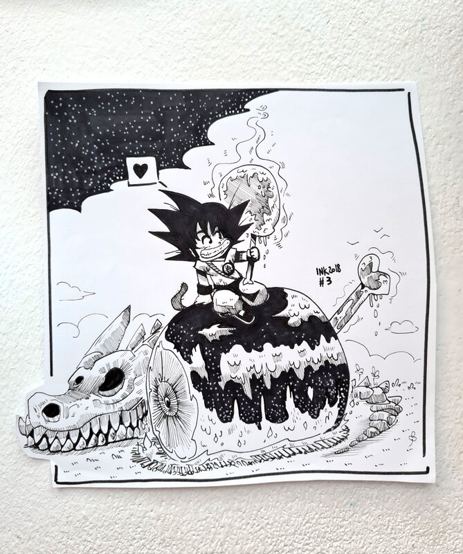 For sale - oTTami, Dessin original de l'Inktober 2018 : Dragon Ball Son Goku - Original Illustration