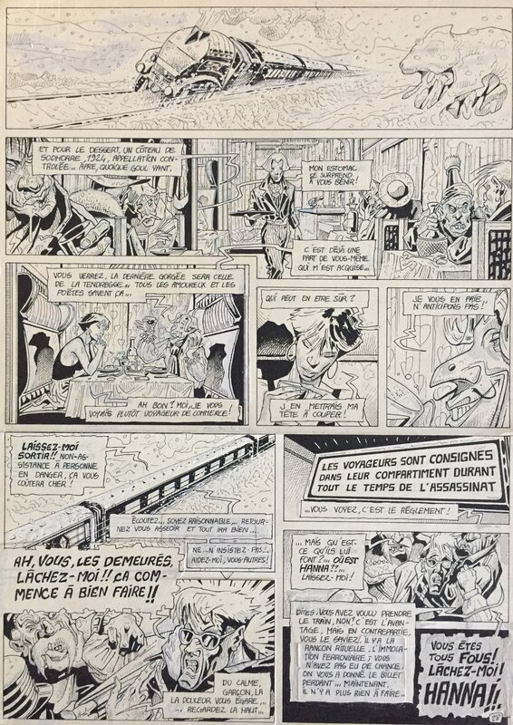 Eric Larnoy, Claude Carré, Denis Parent, Chagneau, Larnoy, Thanéros, tome 1, le Chant du Majordome, planche n°28, 1988. - Planche originale