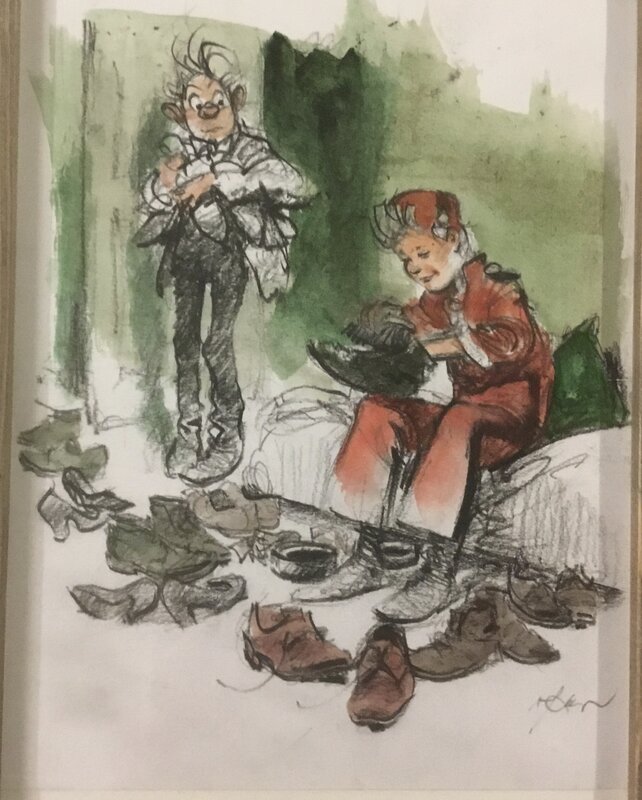 René Follet -  Hommage à Spirou - Illustration originale