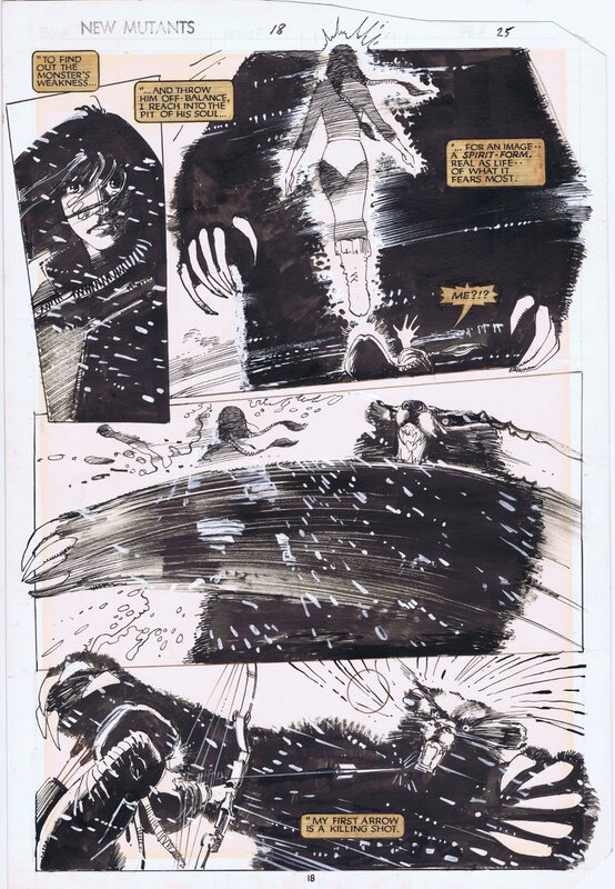 New Mutants #18 page 25 by Bill Sienkiewicz  Demon Bear - Illustration originale