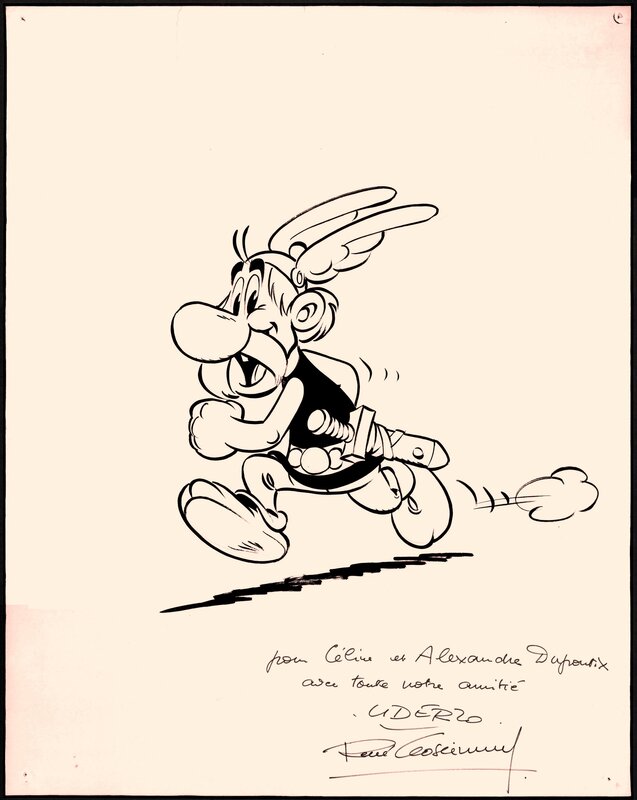 Albert Uderzo, Grand dessin - Astérix le Gaulois en pied a l'encre de chine - Original Illustration
