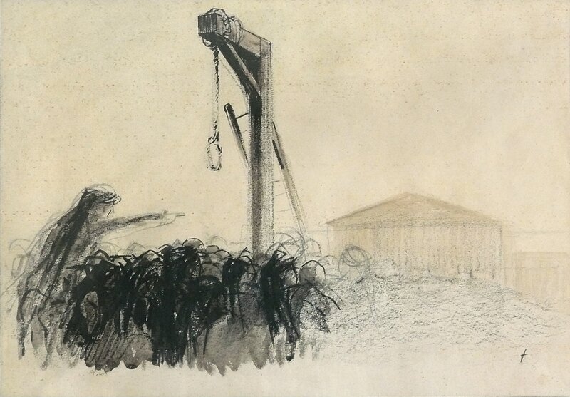 Jean-Louis Forain, Un Gibet devant la Chambre des Députés - Original Illustration