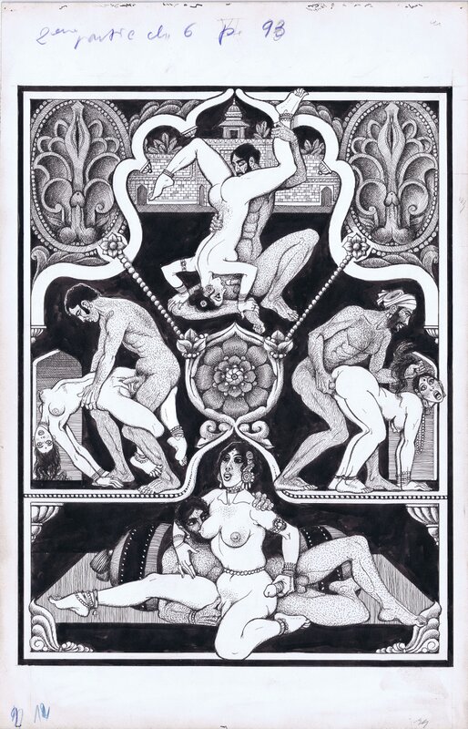 Kama-Sutra page by Georges Pichard - Original Illustration