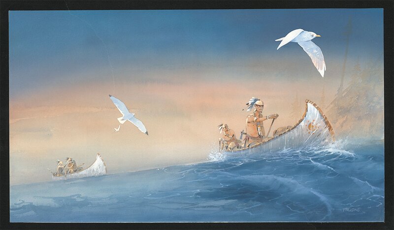 Patrick Prugne, En remontant les grandes eaux - Original Illustration