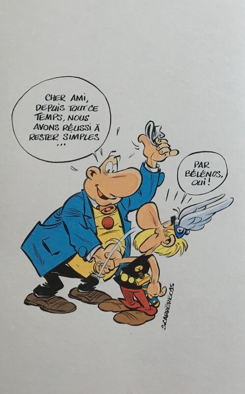 En vente - Serge Carrère, Illustration en couleurs d'Achille Talon et Astérix pour le magazine Gala - Illustration originale