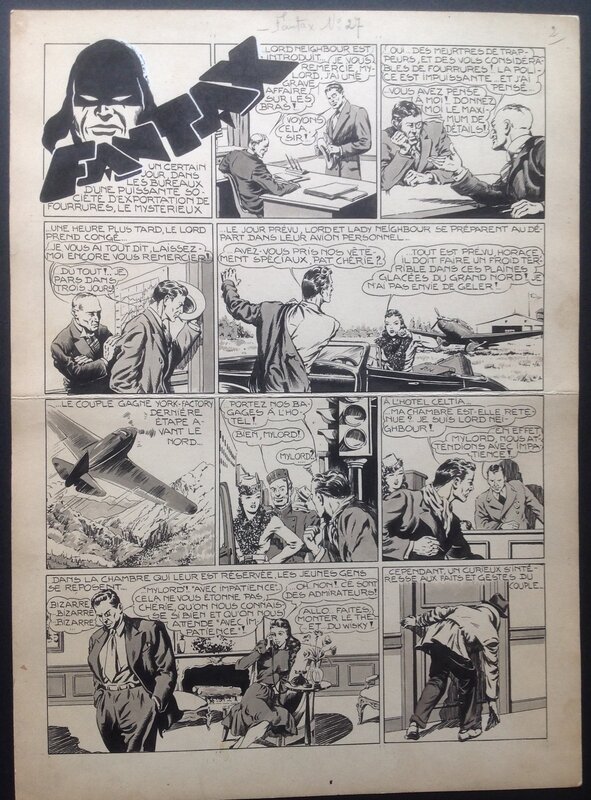 Chott Fantax 27 Planche Originale 2 N&B et Lavis . Éo Pierre Mouchot 1948 . - Comic Strip