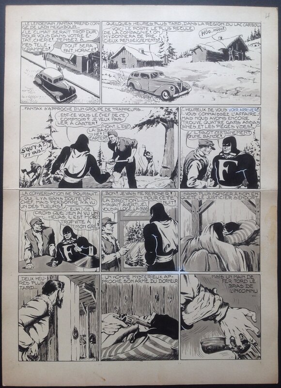 For sale - Chott Fantax 27 Planche Originale 4 N&B et Lavis . Éo Pierre Mouchot 1948 . - Comic Strip