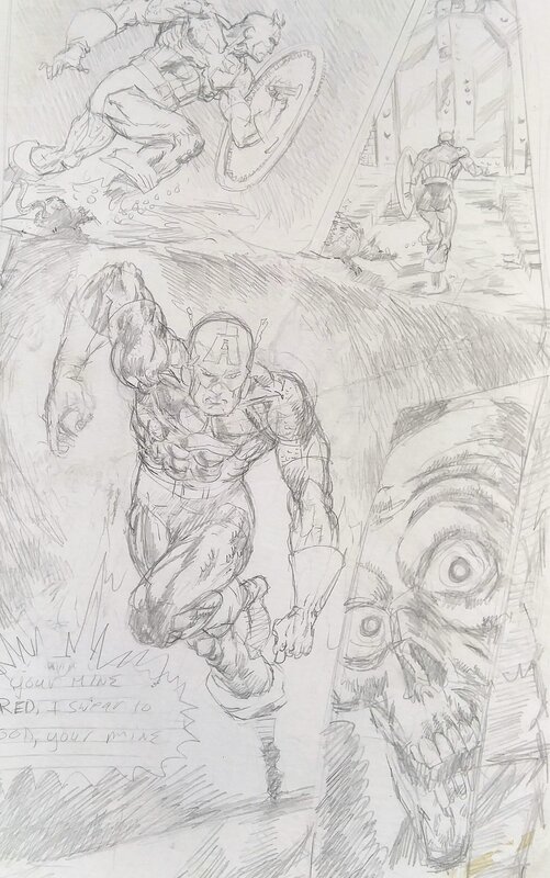 Red Skull drawing par Robert Atkins - Planche originale