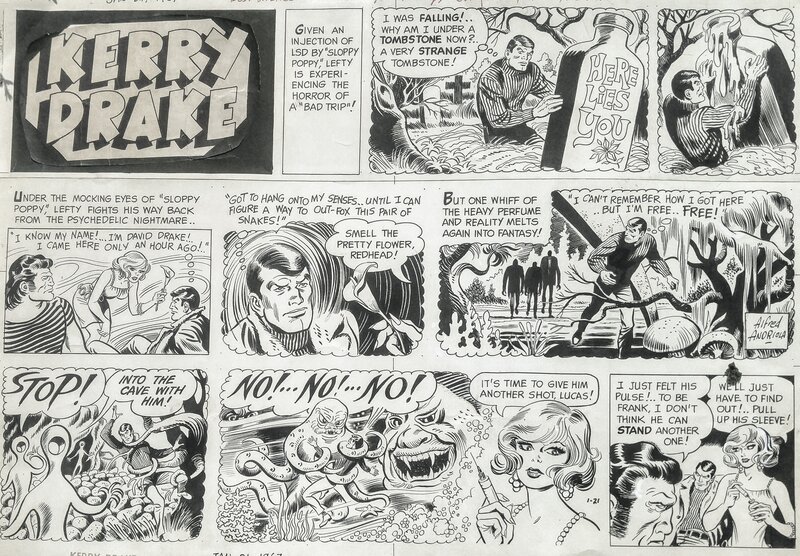 Alfred Andriola, Kerry Drake LSD drug trip Sunday !?! - Comic Strip