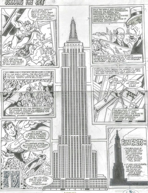 Eduardo Barreto, Wade Van Grawbadger, Empire State Building 32 cent Postal Stamp Art - Planche originale