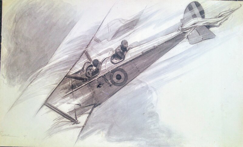 Harry H.A. Burne, Flying into Action: There was but, one thing to do! - Planche originale