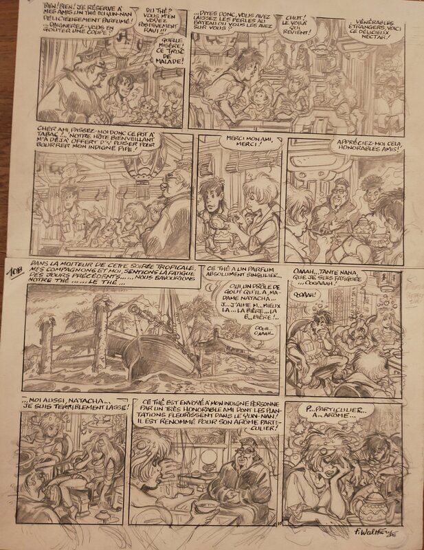 François Walthéry, Natacha 23 crayonné planche 10 - Planche originale