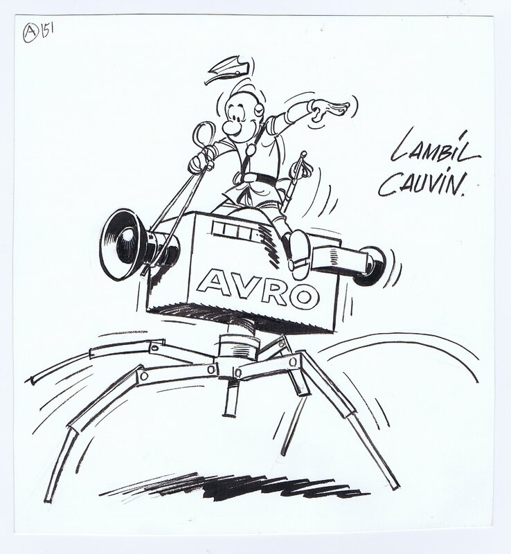 Willy Lambil, Blauwboezen - tekening voor AVRO televisie - Planche originale