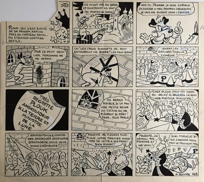Rob-Vel, Les aventures du chien Plouk sur la lune - page 125 - Planche originale
